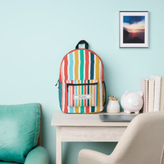 Sac À Dos Imprimé Moderne bandes verticales colorées personnalisées