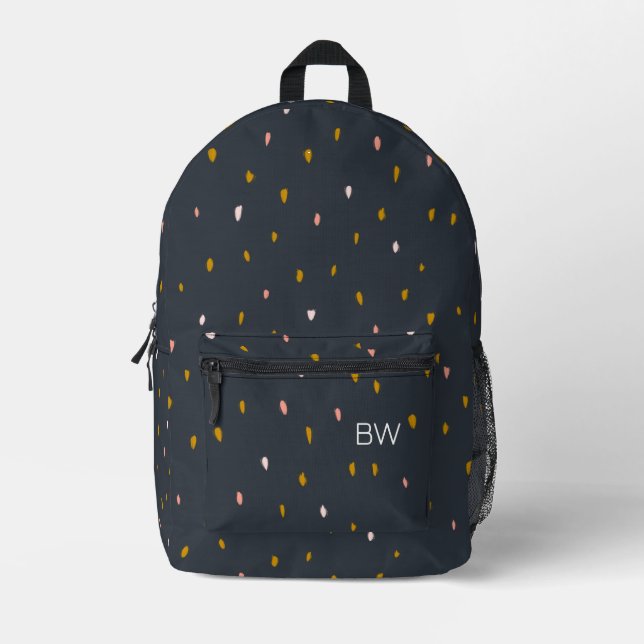 Sac À Dos Imprimé Moderne Design Marine Motif bleu Monogramme Initia (Recto)