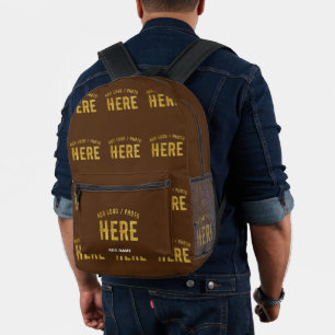SAC À DOS IMPRIMÉ MODERNE ET MODERNE PERSONNALISABLE BROWN VÉRIFIÉ