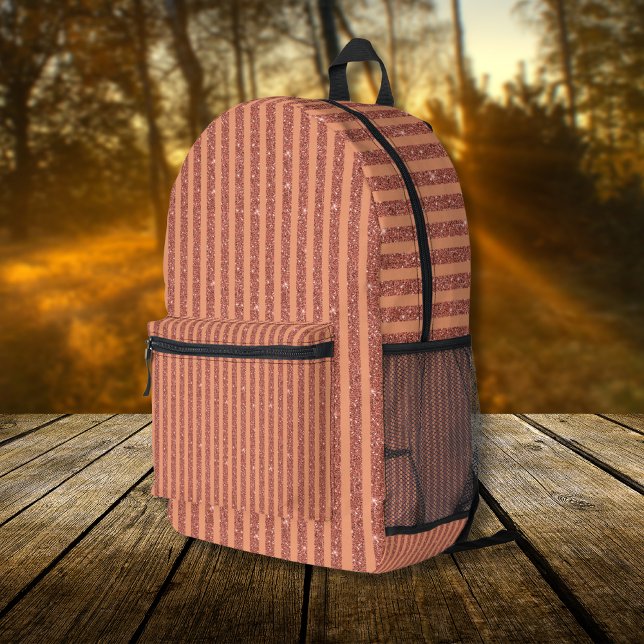 Sac À Dos Imprimé Moderne rayures verticales orange mangue pailletée (Créateur téléchargé)