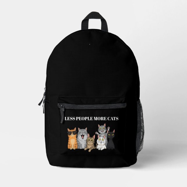 Sac À Dos Imprimé Moins de gens plus de chats | Chats noirs mignons  (Recto)