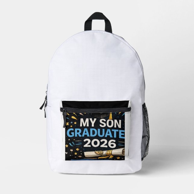 Sac À Dos Imprimé Mon fils est diplômé 2026 (Recto)