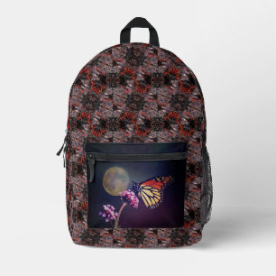 Sac À Dos Imprimé Monarque et Lune Abstrait Violet Orange