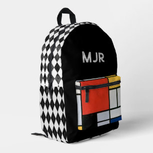 Sac À Dos Imprimé Mondrian et Jacquard géométrique