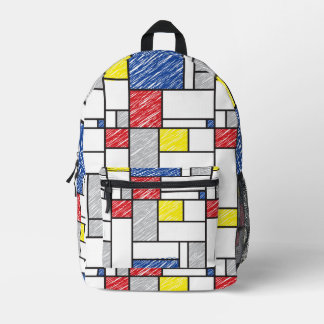 Sac À Dos Imprimé Mondrian Gribouillages Art Moderne Minimaliste De 