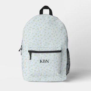 Sac À Dos Imprimé Monogram Bleu Blanc Rayures Citrons Méditerranée