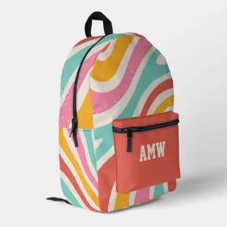 Sac À Dos Imprimé  Monogram Colorful Retro Wavy Stripes