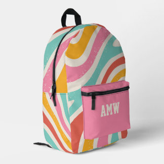 Sac À Dos Imprimé  Monogram Colorful Retro Wavy Stripes