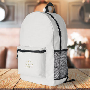 Sac À Dos Imprimé Monogram or gray   Minimaliste Elegant Moderne