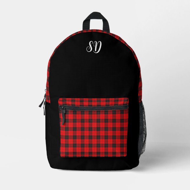 Sac À Dos Imprimé Monogramme à carreaux rouges et noirs  (Recto)