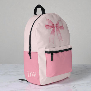 Sac À Dos Imprimé Monogramme Arc-en-ciel Rose Fille Personnalisée Mi