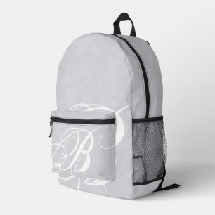 Sac À Dos Imprimé Monogramme blanc sur Gris Gris