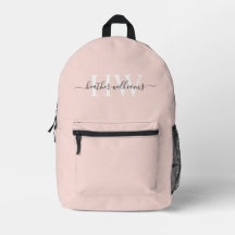 Monogramme blanc uni rose pâle clair personnalisé