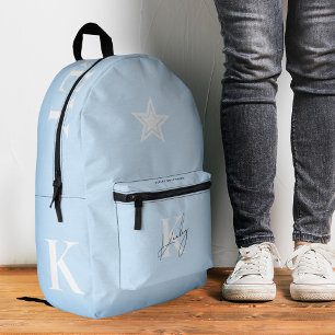 Sac À Dos Imprimé Monogramme bleu ciel tendance élégant Retour à l'é