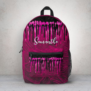 Sac À Dos Imprimé Monogramme chic pailleté rose noir qui dégouline