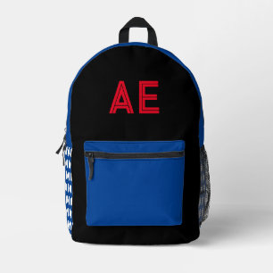 Sac À Dos Imprimé Monogramme Cool Rouge Noir Bleu Blanc Points Polka