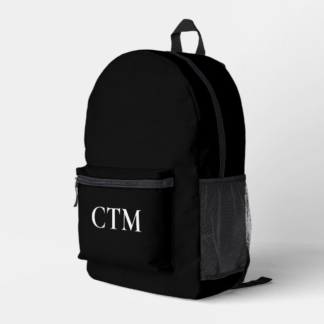 Sac À Dos Imprimé Monogramme cool sur noir (Coin arrière droit)
