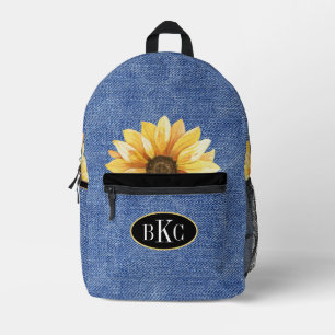 Sac À Dos Imprimé Monogramme de Denim de tournesol