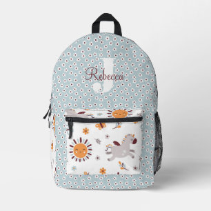 Sac À Dos Imprimé Monogramme de Motif bleu Fleur Unicorne