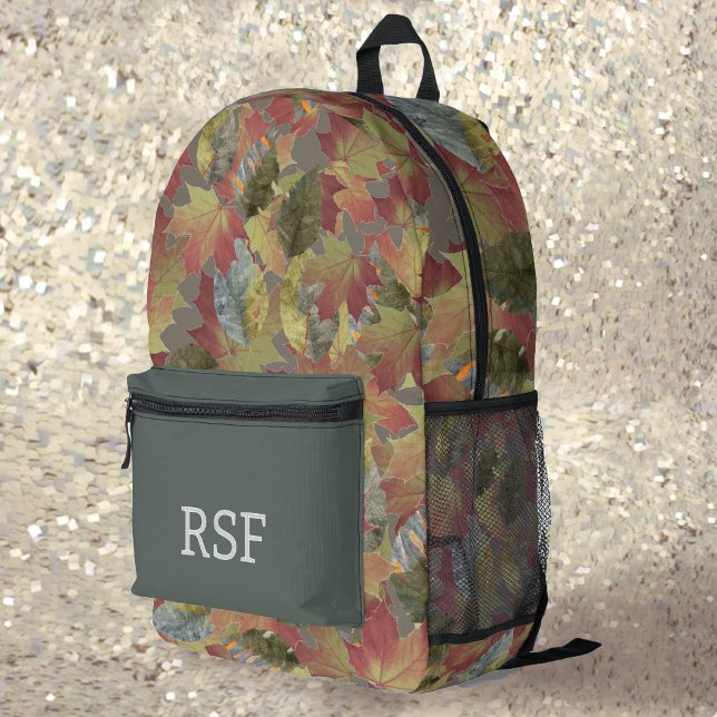 Sac À Dos Imprimé Monogramme de Motif Camo Feuille Brown moderne (Créateur téléchargé)
