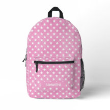 Monogramme de nom d'étoiles rose et blanc féminin 