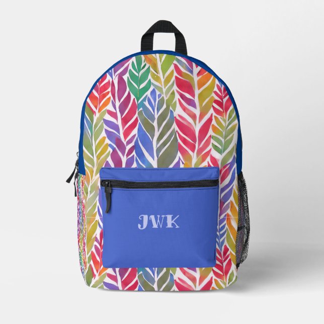 Sac À Dos Imprimé Monogramme d'élégance plumé (Recto)