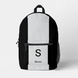 Sac À Dos Imprimé Monogramme Deux tons moderne noir et gris clair