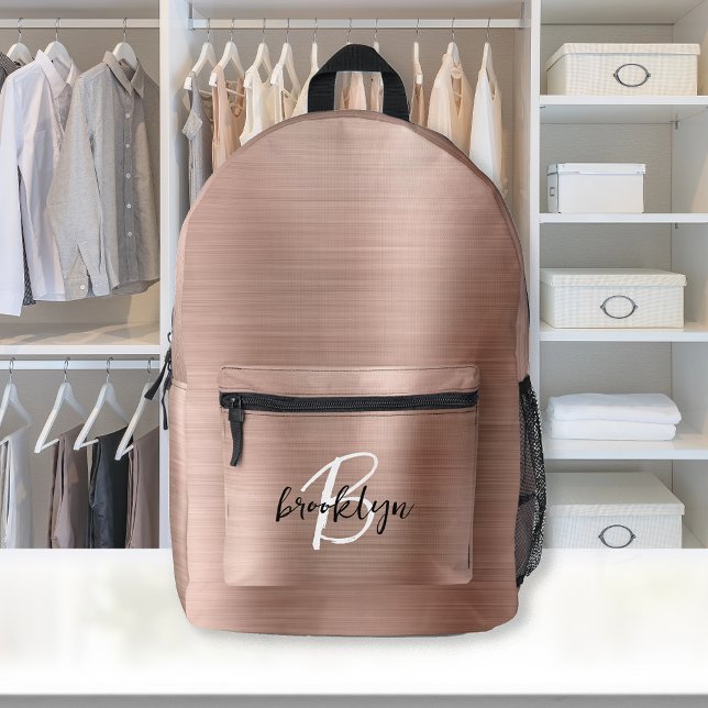Sac À Dos Imprimé Monogramme écriture métal brossé or rose  (Créateur téléchargé)