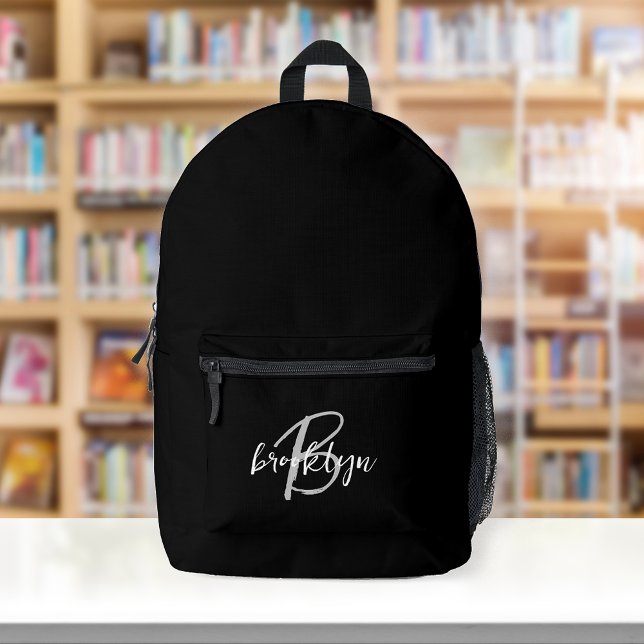 Sac À Dos Imprimé Monogramme écriture noir blanc gris (Créateur téléchargé)
