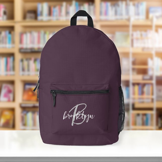 Sac À Dos Imprimé Monogramme écriture plum violet gris blanc (Créateur téléchargé)