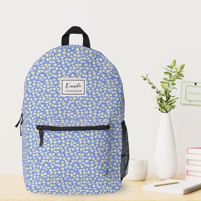 Sac À Dos Imprimé Monogramme Elegant Coquette Jaune Floral (Créateur téléchargé)