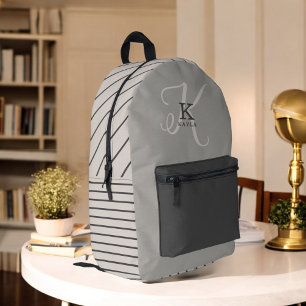 Sac À Dos Imprimé Monogramme élégant et rayures Motif neutre