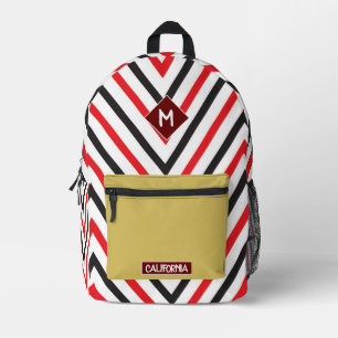 Sac À Dos Imprimé Monogramme élégant joli Zigzag Chevron rouge blanc