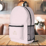 Sac À Dos Imprimé Monogramme Elegant Minimal Blush rose et or<br><div class="desc">A simple stylish custom monogram design in a gold minimalist typographiy on an elegant pastel blush pink background. The monogram initials and name can easily be personalized along with the feature line to make a design as unique as you are! Le parfait poison de l'accessoire pour un instant.</div>