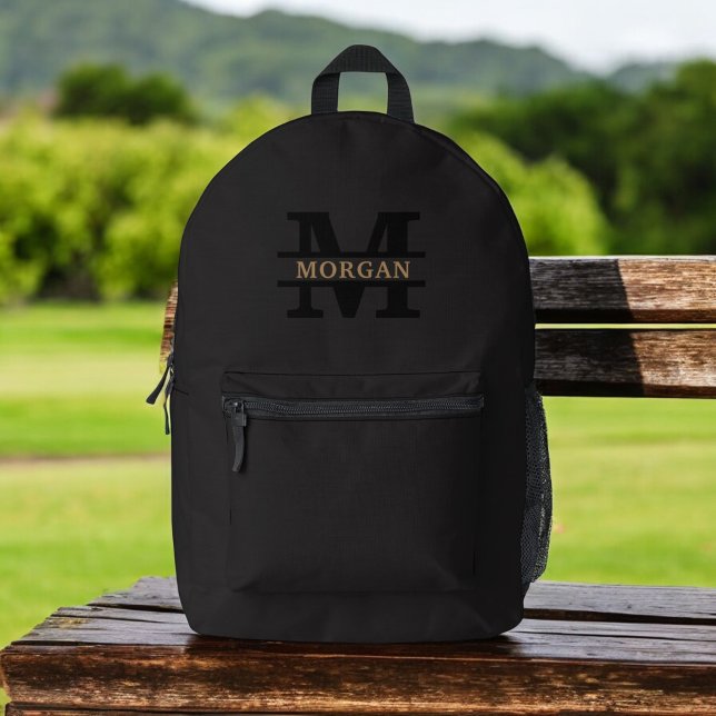 Sac À Dos Imprimé Monogramme et nom élégants personnalisés (Créateur téléchargé)