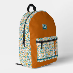 Sac À Dos Imprimé Monogramme et nom floraux personnalisés