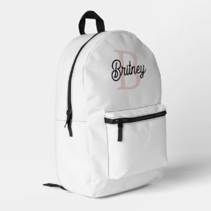 Sac À Dos Imprimé Monogramme et nom personnalisé moderne Pastel Pink