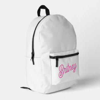 Sac À Dos Imprimé Monogramme et nom personnalisés Hot Pink moderne