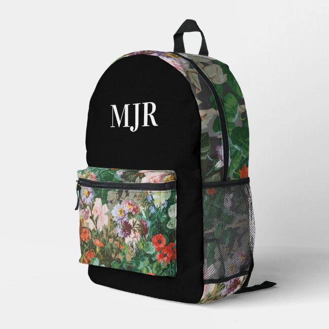 Sac À Dos Imprimé Monogramme Fleur Élégant (Coin arrière droit)