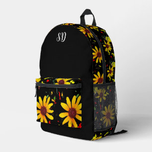 Sac À Dos Imprimé Monogramme Fleur Jaune Floral