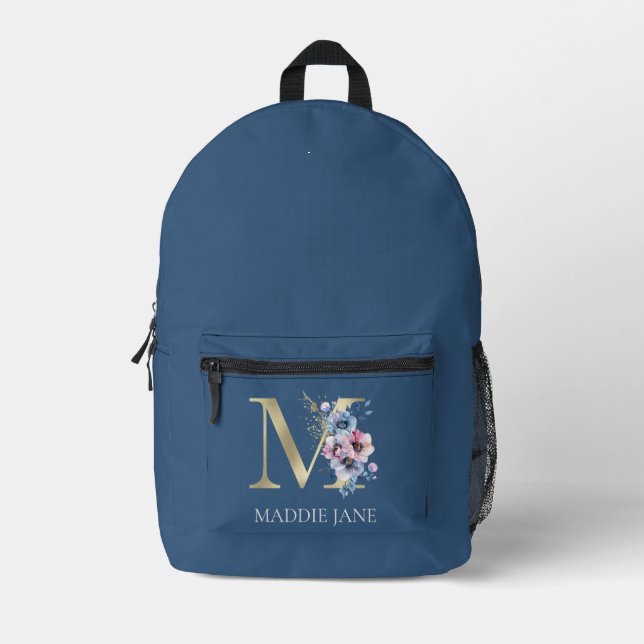 Sac À Dos Imprimé Monogramme floral M initiale  (Recto)
