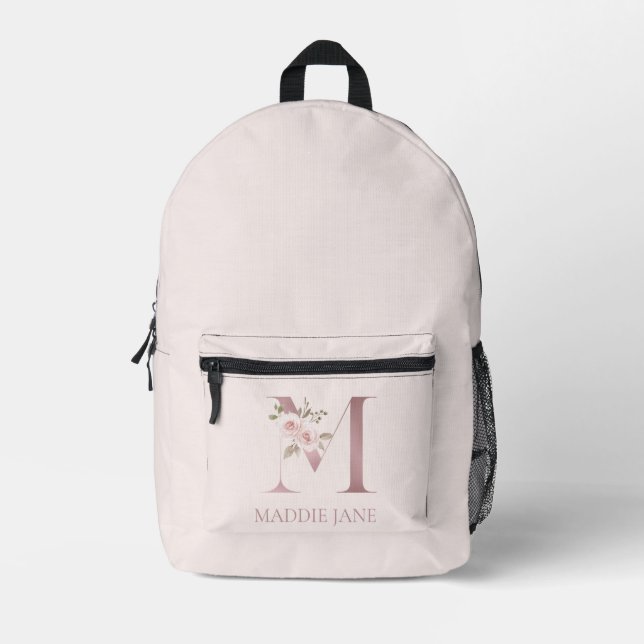 Sac À Dos Imprimé Monogramme floral M Nom  (Recto)