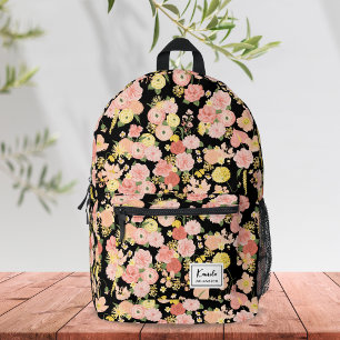 Sac À Dos Imprimé Monogramme floral rose rose rose de Pêche moderne