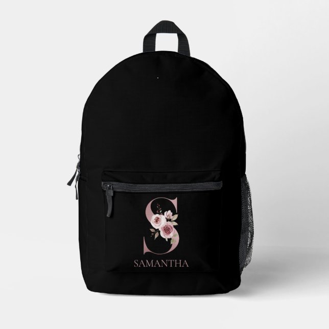 Sac À Dos Imprimé Monogramme floral S Nom  (Recto)