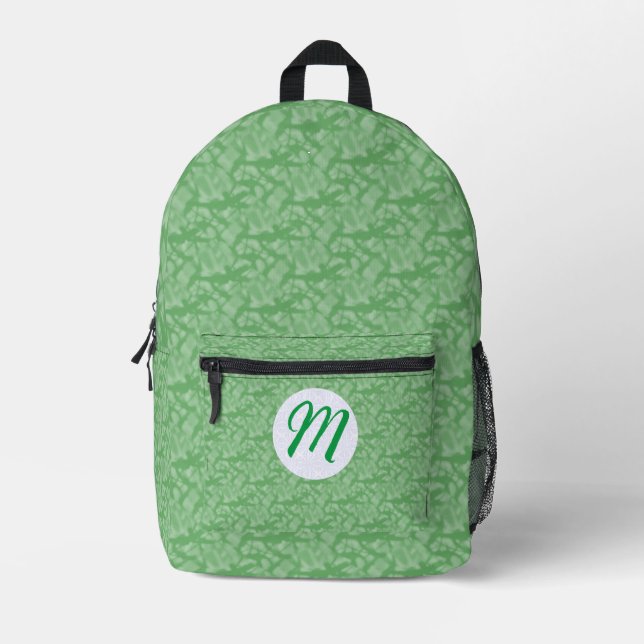Sac À Dos Imprimé Monogramme fractal vert pomme Cercle blanc (Recto)