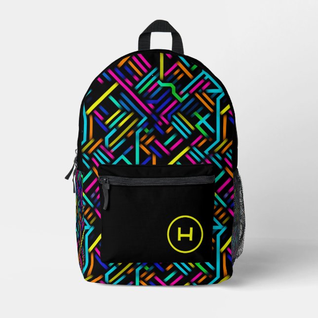 Sac À Dos Imprimé Monogramme géométrique Neon Gamer (Recto)