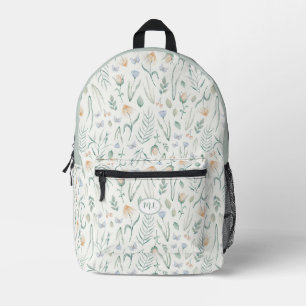 Sac À Dos Imprimé Monogramme Herbier Botanique Cottagecore Vintage