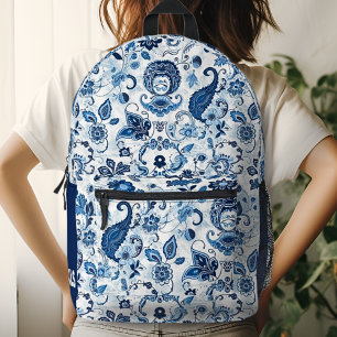 Sac À Dos Imprimé Monogramme initial bleu et blanc