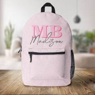 Sac À Dos Imprimé Monogramme initial minimaliste rose moderne