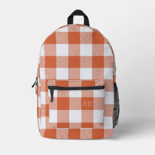 Sac À Dos Imprimé Monogramme Initiales Orange En vichy Buffalo Check